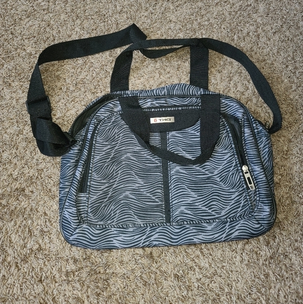 TAG Carry On Bag with Shoulder & Hand Strap Black & Gray 2 Compartments